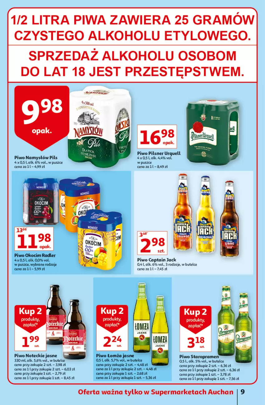 Gazetka promocyjna Auchan - Rysują się soczyste i smakowite okazje Supermarkety - ważna 05.08 do 11.08.2021 - strona 9 - produkty: Captain Jack, Gra, Namysłów, Pilsner Urquell, Piwa, Piwo