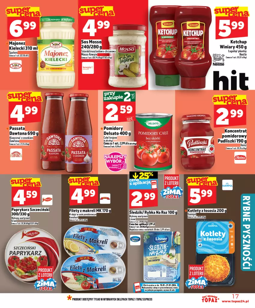 Gazetka promocyjna Topaz - Gazetka - ważna 15.01 do 21.01.2026 - strona 17 - produkty: Chrzan, Ketchup, Kotlet, Majonez, Papryka, Paprykarz, Pomidory, Sos, Top, Winiary