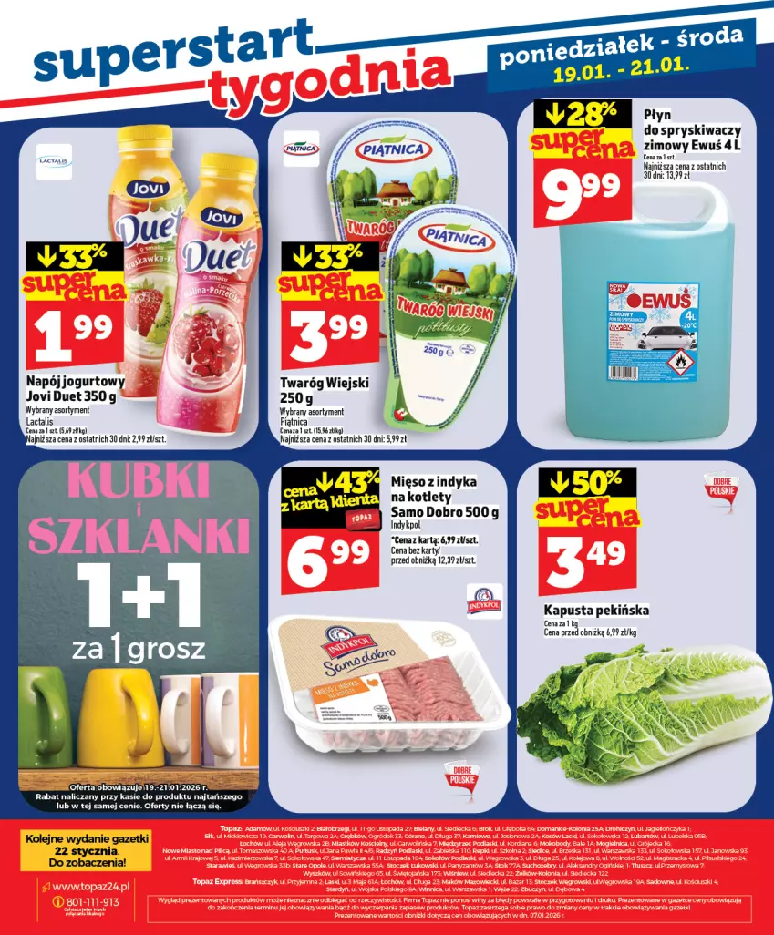 Gazetka promocyjna Topaz - Gazetka - ważna 15.01 do 21.01.2026 - strona 28 - produkty: Jogurt, Kotlet, Mięso, Mięso z indyka, Napój, Napój jogurtowy, Olej, Piątnica, Twaróg