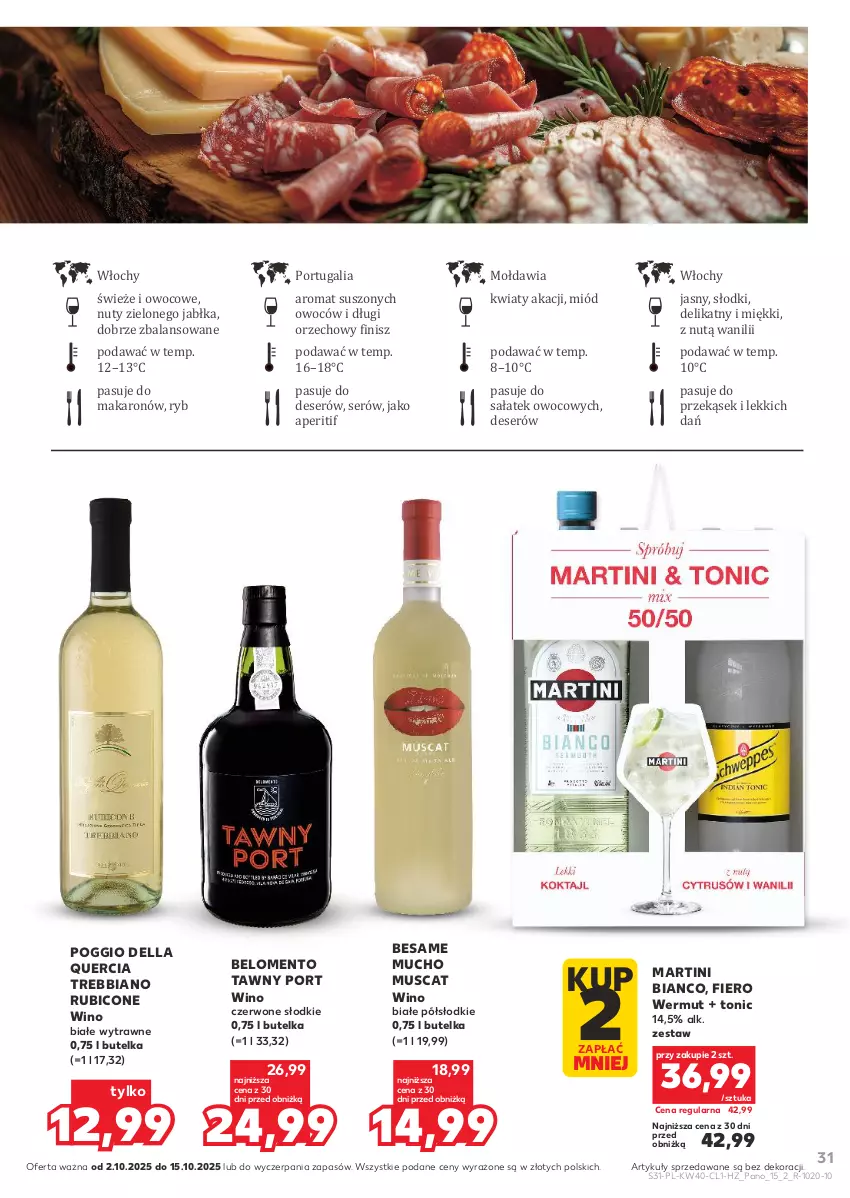 Gazetka promocyjna Kaufland - Barek Kauflandu - ważna 02.10 do 15.10.2025 - strona 31 - produkty: BIC, Dell, Deser, Jabłka, Makaron, Martini, Miód, Mus, Nuty, Por, Sałat, Ser, Wino, Wino białe, Wino czerwone