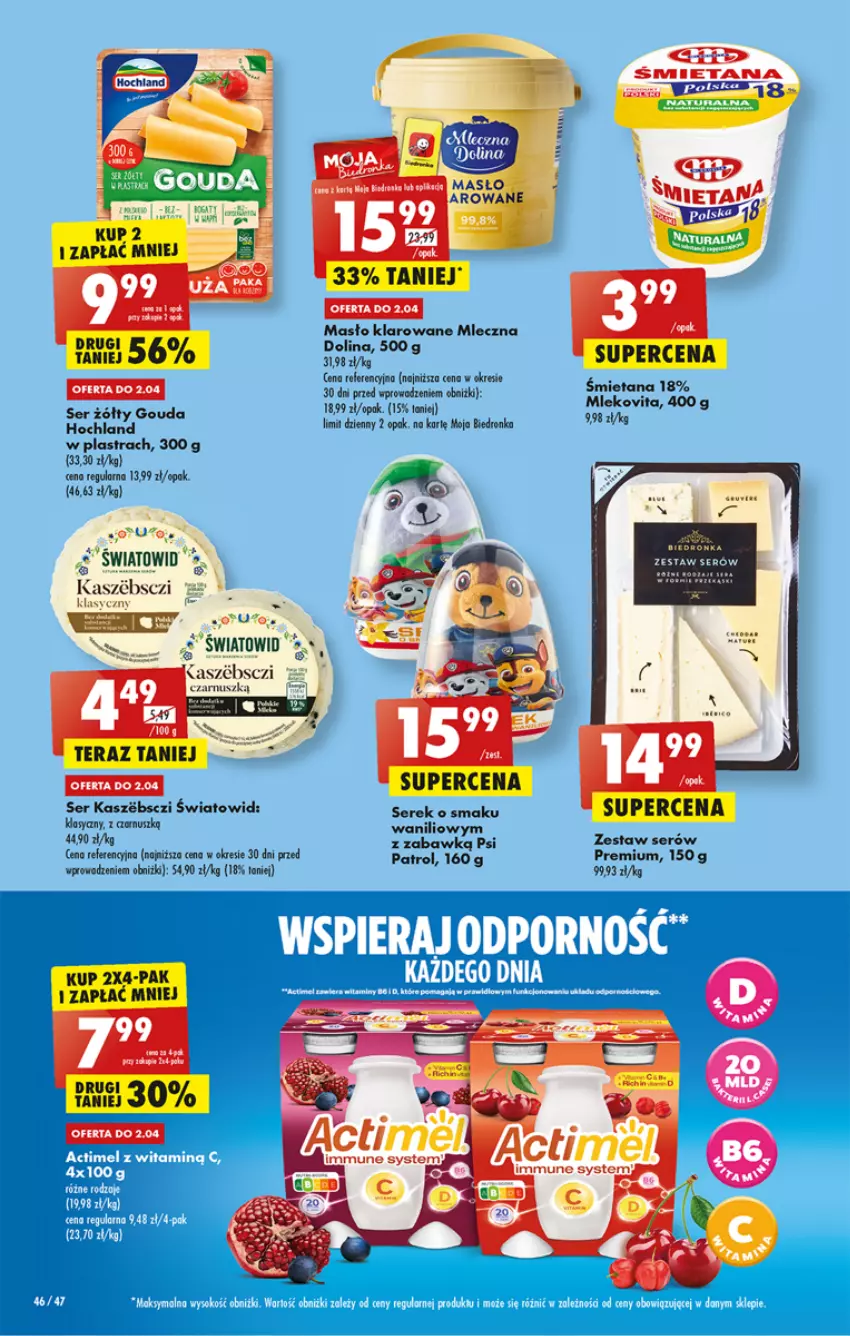 Gazetka promocyjna Biedronka - ważna 30.03 do 05.04.2023 - strona 46 - produkty: Actimel, Fa, Gouda, Hochland, Masło, Por, Ser