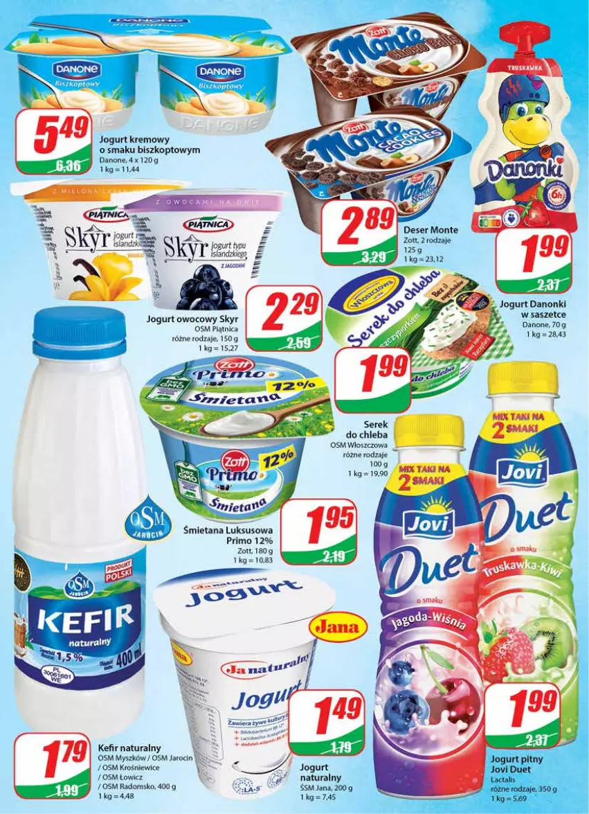 Gazetka promocyjna Dino - Gazetka - ważna 24.08 do 30.08.2022 - strona 12 - produkty: Chleb, Danone, Danonki, Deser, Jogurt, Jogurt owocowy, Jogurt pitny, Kefir, Kefir naturalny, Monte, Mysz, Piątnica, Ser, Zott