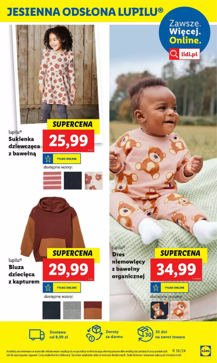 Gazetka promocyjna Lidl - ważna 16.09 do 24.09.2024 - strona 22 - produkty: Bluza, Dres, Dzieci, Sukienka