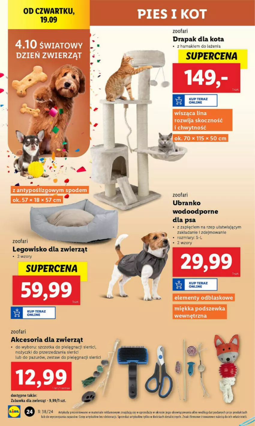 Gazetka promocyjna Lidl - ważna 16.09 do 24.09.2024 - strona 24 - produkty: Drapak, Fa, Hama, LEGO, Legowisko, Noż, Nożyczki, Por, Szczotka, Tera, Zabawka