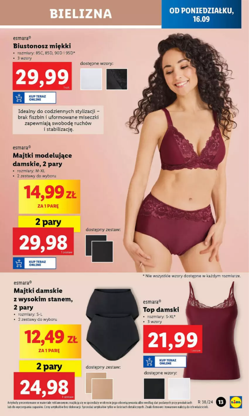 Gazetka promocyjna Lidl - ważna 16.09 do 24.09.2024 - strona 7 - produkty: Biustonosz, Majtki, Sok, Tera, Top