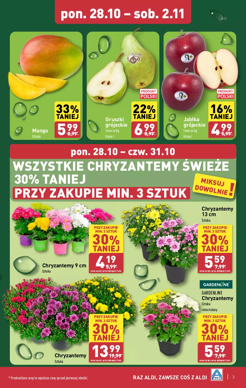 Gazetka promocyjna Aldi - Pełna oferta - ważna 28.10 do 02.11.2024 - strona 3 - produkty: Gruszki, Jabłka, Mango