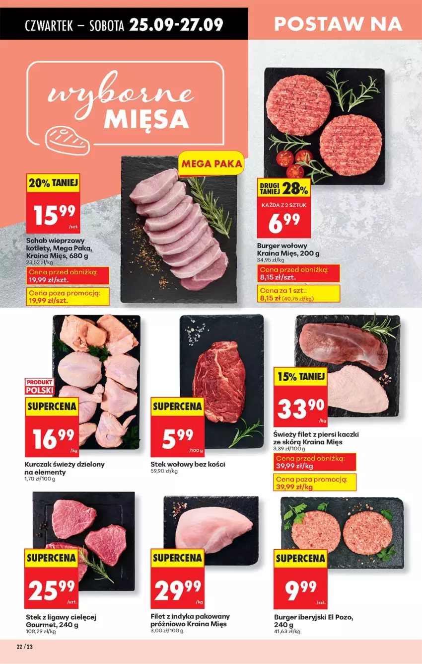 Gazetka promocyjna Biedronka - Od Czwartku - ważna 25.09 do 01.10.2025 - strona 26 - produkty: Burger, Filet z piersi kaczki, Kotlet, Kurczak, Stek, Stek wołowy