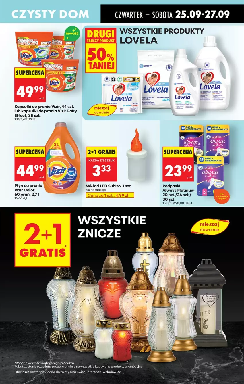 Gazetka promocyjna Biedronka - Od Czwartku - ważna 25.09 do 01.10.2025 - strona 67 - produkty: Always, Fa, Fairy, Gra, Kapsułki do prania, Lovela, Płyn do prania, Podpaski, Por, Vizir, Znicz