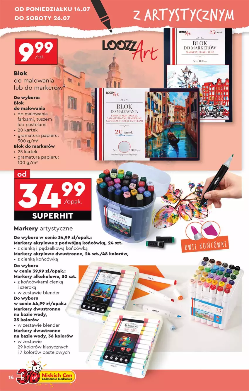 Gazetka promocyjna Biedronka - Okazje Tygodnia - ważna 14.07 do 26.07.2025 - strona 14 - produkty: Blender, Fa, Gra, Marker, Papier, Rama, Tusz