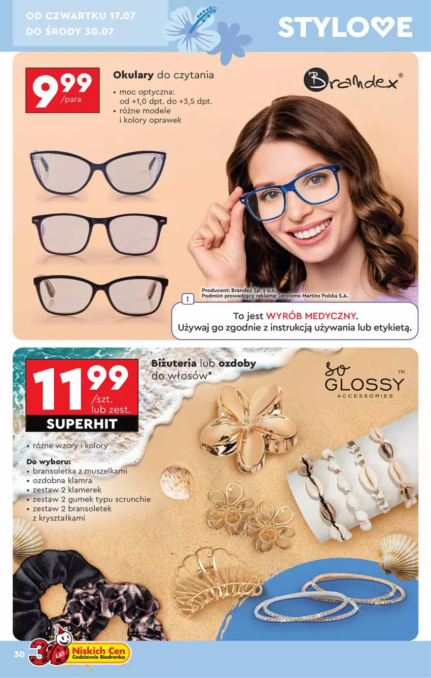 Gazetka promocyjna Biedronka - Okazje Tygodnia - ważna 14.07 do 26.07.2025 - strona 30 - produkty: Bransoletka, Mus, Okulary do czytania, Ser