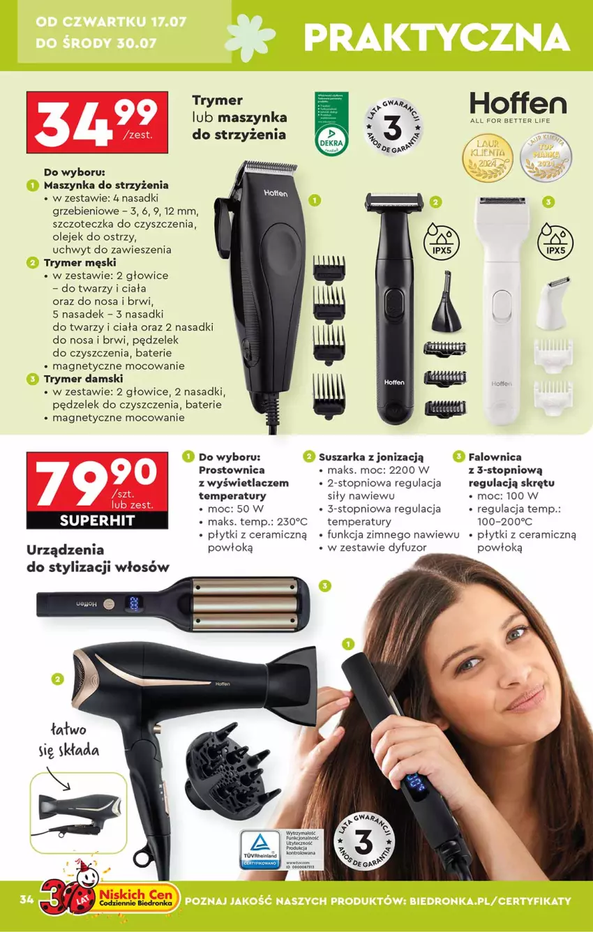 Gazetka promocyjna Biedronka - Okazje Tygodnia - ważna 14.07 do 26.07.2025 - strona 34 - produkty: Fa, Maszynka, Olej, Suszarka, Szczoteczka, Szynka, Top