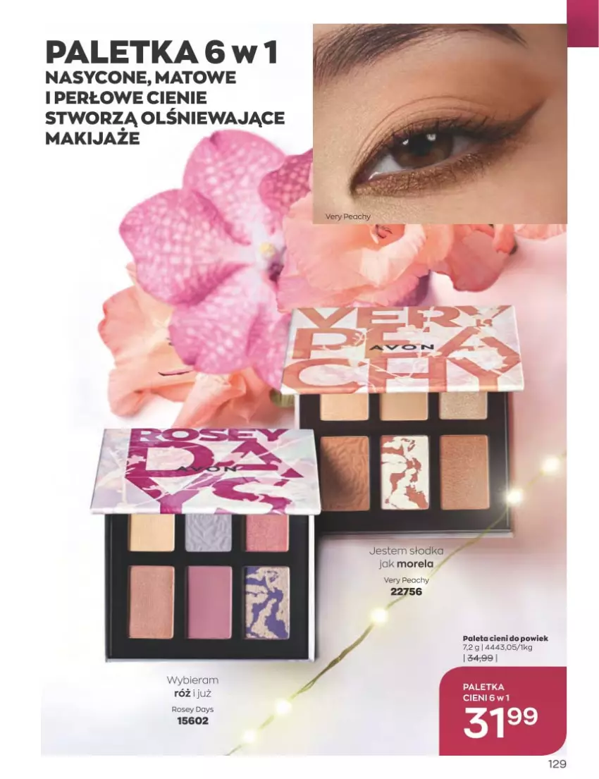 Gazetka promocyjna Avon - Katalog Avon 11/2022 kampania listopad - ważna 01.11 do 30.11.2022 - strona 129 - produkty: Makijaż, Morela, Paleta