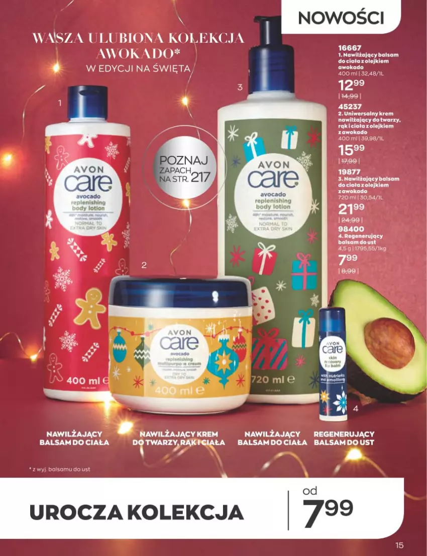 Gazetka promocyjna Avon - Katalog Avon 11/2022 kampania listopad - ważna 01.11 do 30.11.2022 - strona 15 - produkty: Avocado, Balsam do ciała, Body, Fa, Krem nawilżający, Nawilżający balsam, Olej, Ser