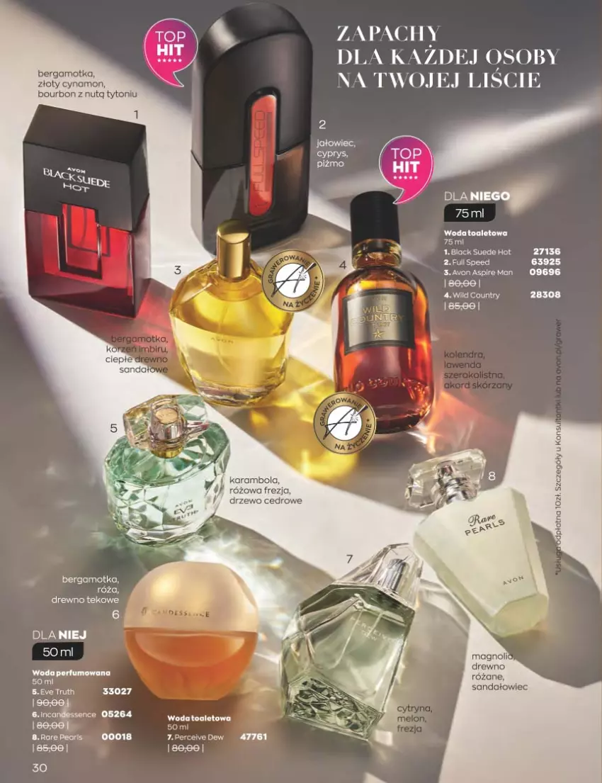 Gazetka promocyjna Avon - Katalog Avon 11/2022 kampania listopad - ważna 01.11 do 30.11.2022 - strona 30 - produkty: Bourbon, Róża, Sandał, Woda, Woda toaletowa