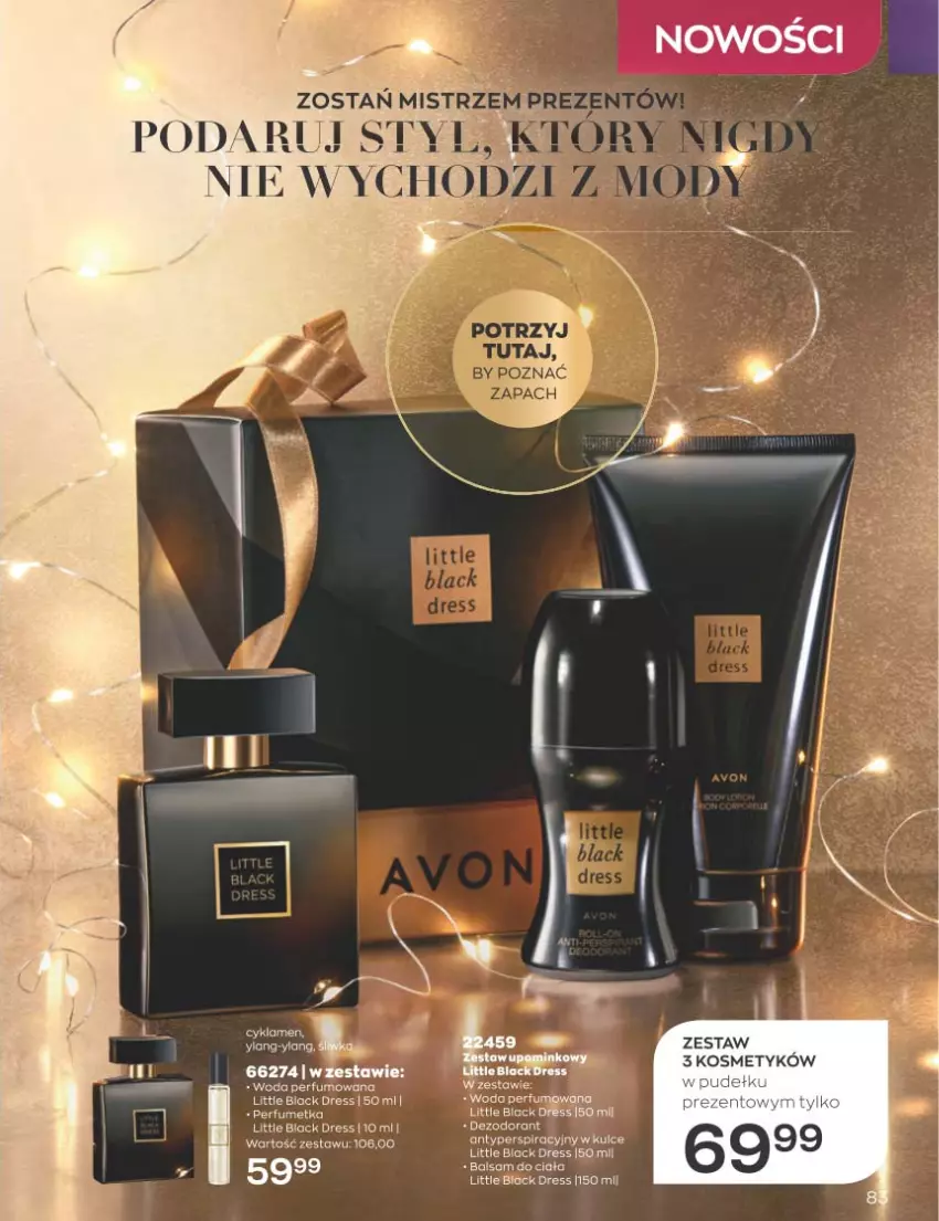 Gazetka promocyjna Avon - Katalog Avon 11/2022 kampania listopad - ważna 01.11 do 30.11.2022 - strona 83 - produkty: Balsam do ciała, Dres, Lack, Perfum