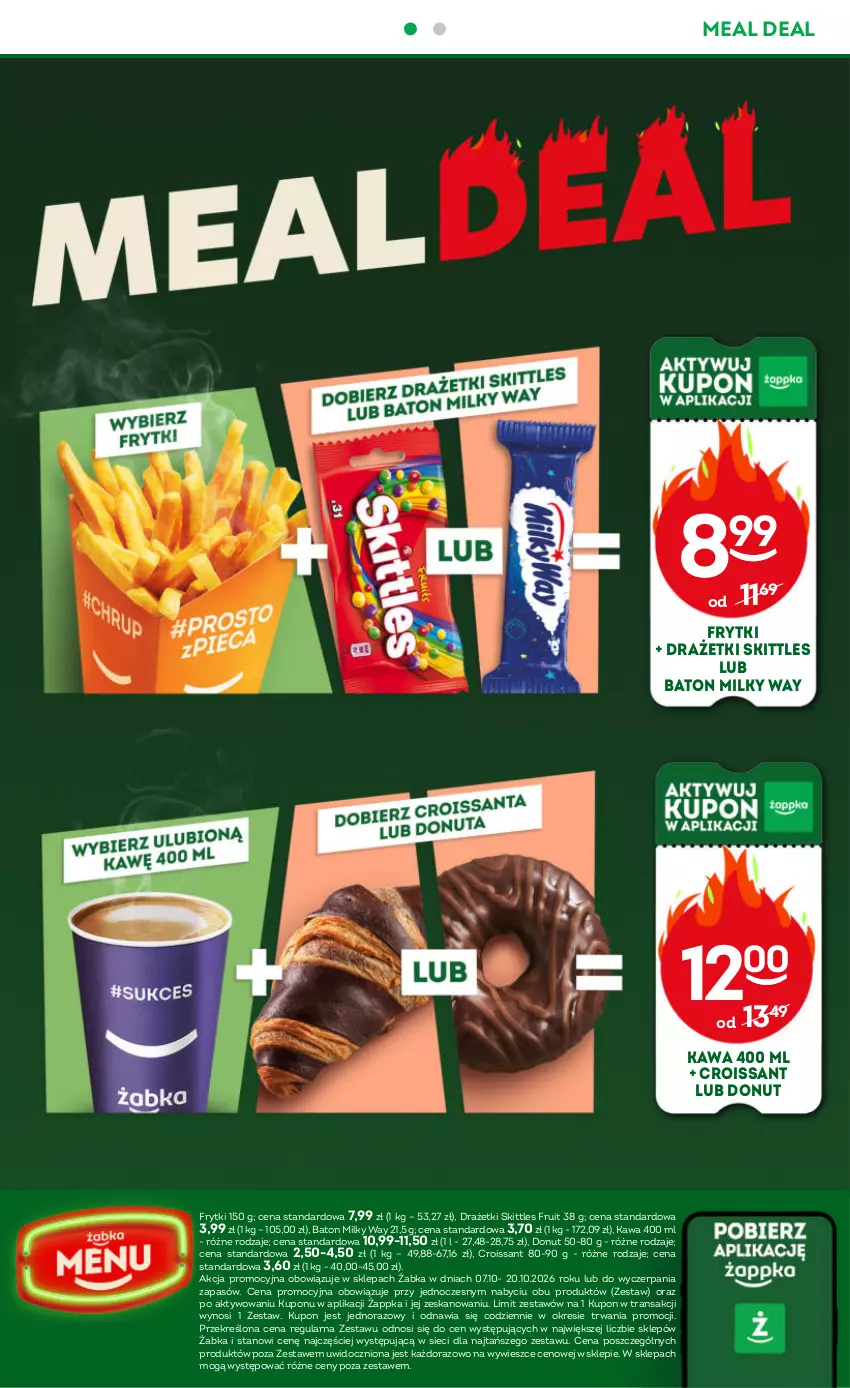 Gazetka promocyjna Żabka - gazetka-promocyjna-41-42-2026 - ważna 07.10 do 20.10.2026 - strona 50 - produkty: Baton, Croissant, Donut, Frytki, Kawa, Milky Way, Tran