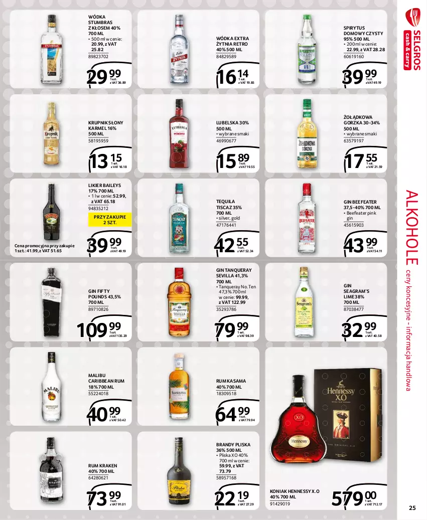 Gazetka promocyjna Selgros - Extra Oferta - ważna 01.08 do 31.08.2021 - strona 25 - produkty: Alkohole, Brandy, Gin, Gra, Krupnik, Likier, Malibu, Pliska, Rum, Tequila, Wódka