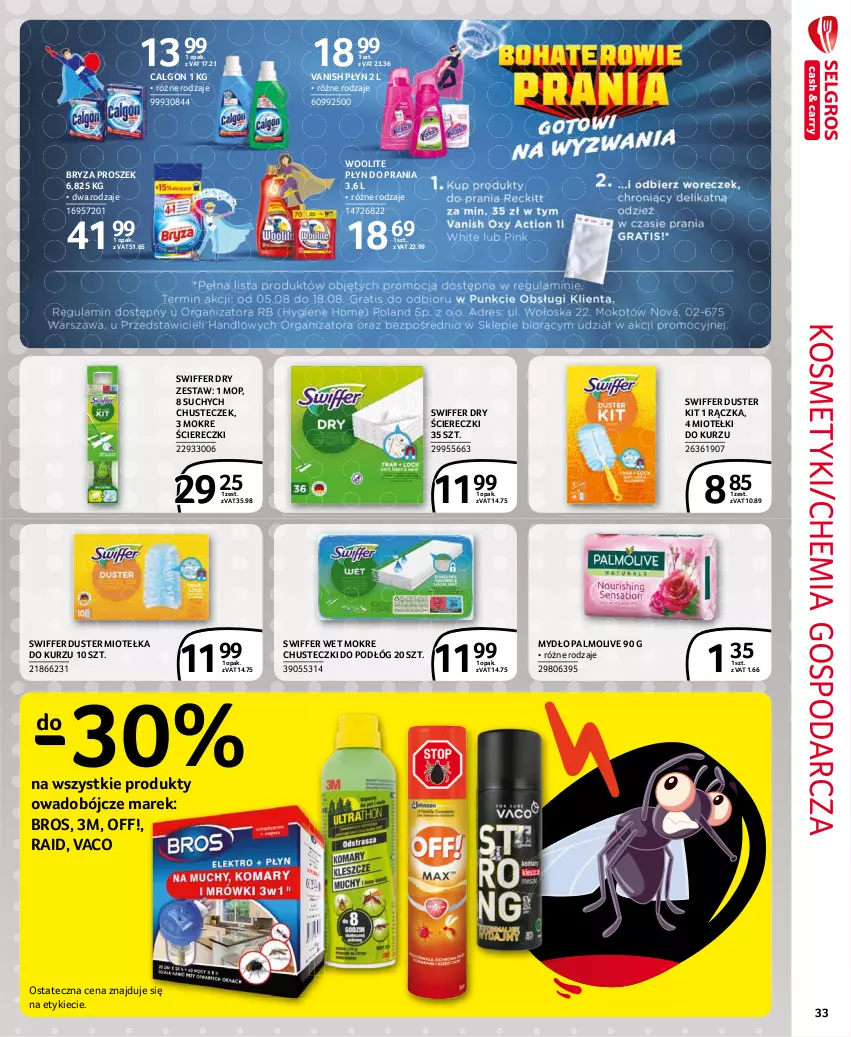 Gazetka promocyjna Selgros - Extra Oferta - ważna 01.08 do 31.08.2021 - strona 33 - produkty: Bryza, Calgon, Chusteczki, LG, Mop, Mydło, Palmolive, Płyn do prania, Vanish, Woolite