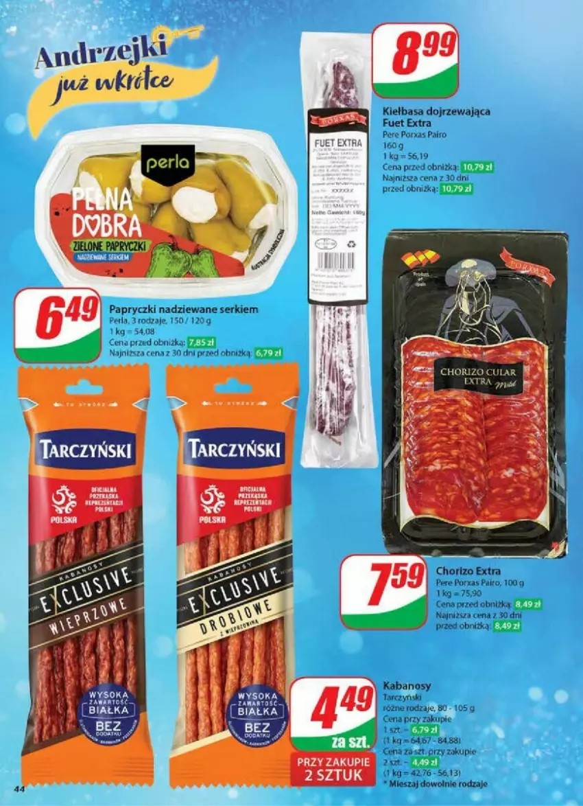 Gazetka promocyjna Dino - ważna 20.11 do 26.11.2024 - strona 39 - produkty: Kabanos, Kiełbasa, Papryczki nadziewane, Por, Ser, Sok, Tarczyński