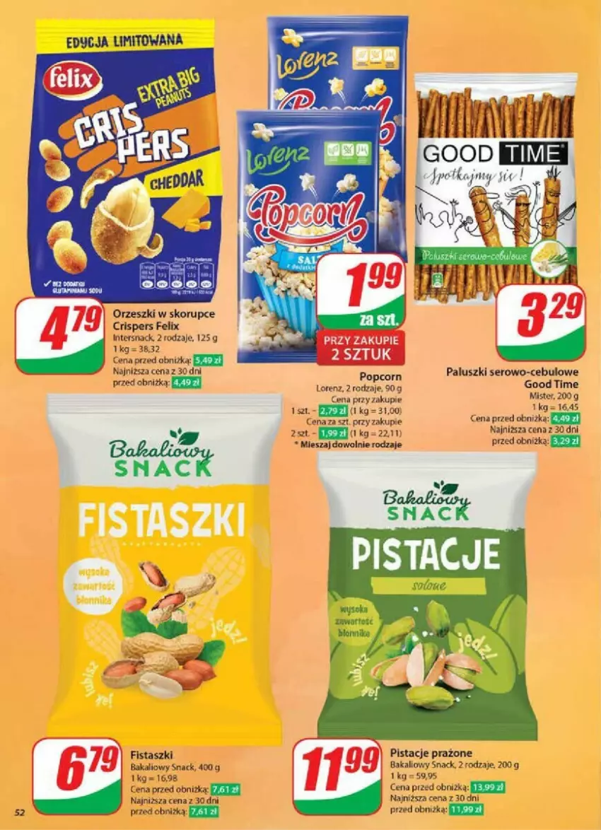 Gazetka promocyjna Dino - ważna 20.11 do 26.11.2024 - strona 48 - produkty: Felix, Lorenz, Orzeszki, Orzeszki w skorupce, Pistacje, Popcorn, Ser