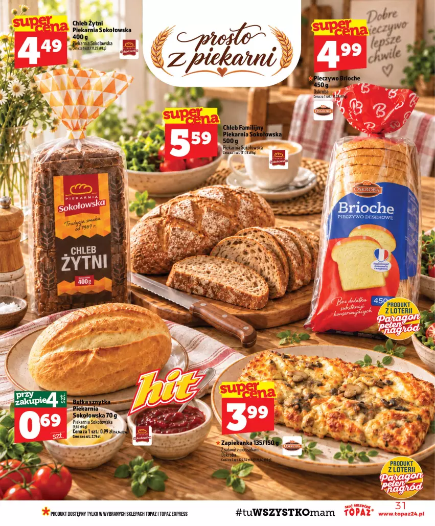 Gazetka promocyjna Topaz - Gazetka - ważna 24.09 do 30.09.2026 - strona 31 - produkty: Chleb, Sok, Top