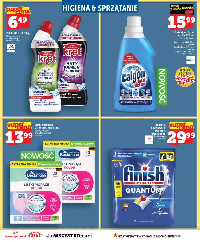 Gazetka promocyjna Topaz - Gazetka - ważna 24.09 do 30.09.2026 - strona 48 - produkty: Finish, Gin, Kret, Por, Sprzątanie, Top, Zmywarki