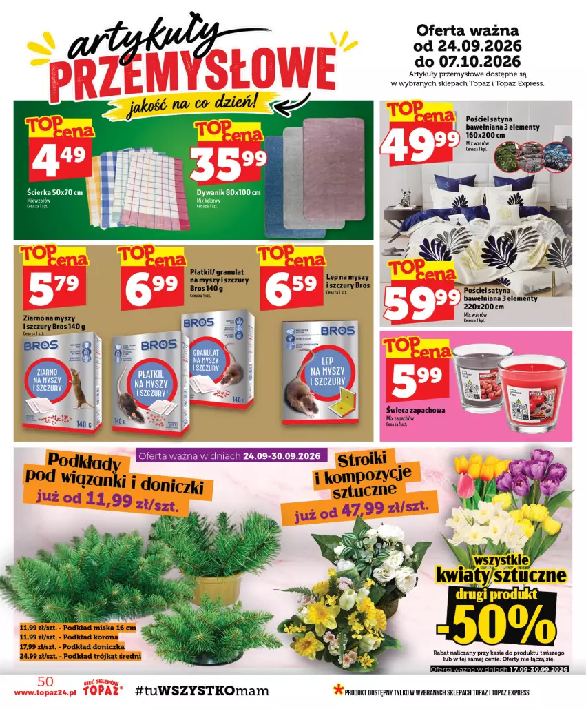 Gazetka promocyjna Topaz - Gazetka - ważna 24.09 do 30.09.2026 - strona 50 - produkty: Dywan, Dywanik, Miska, Mysz, Podkład, Pościel, Top