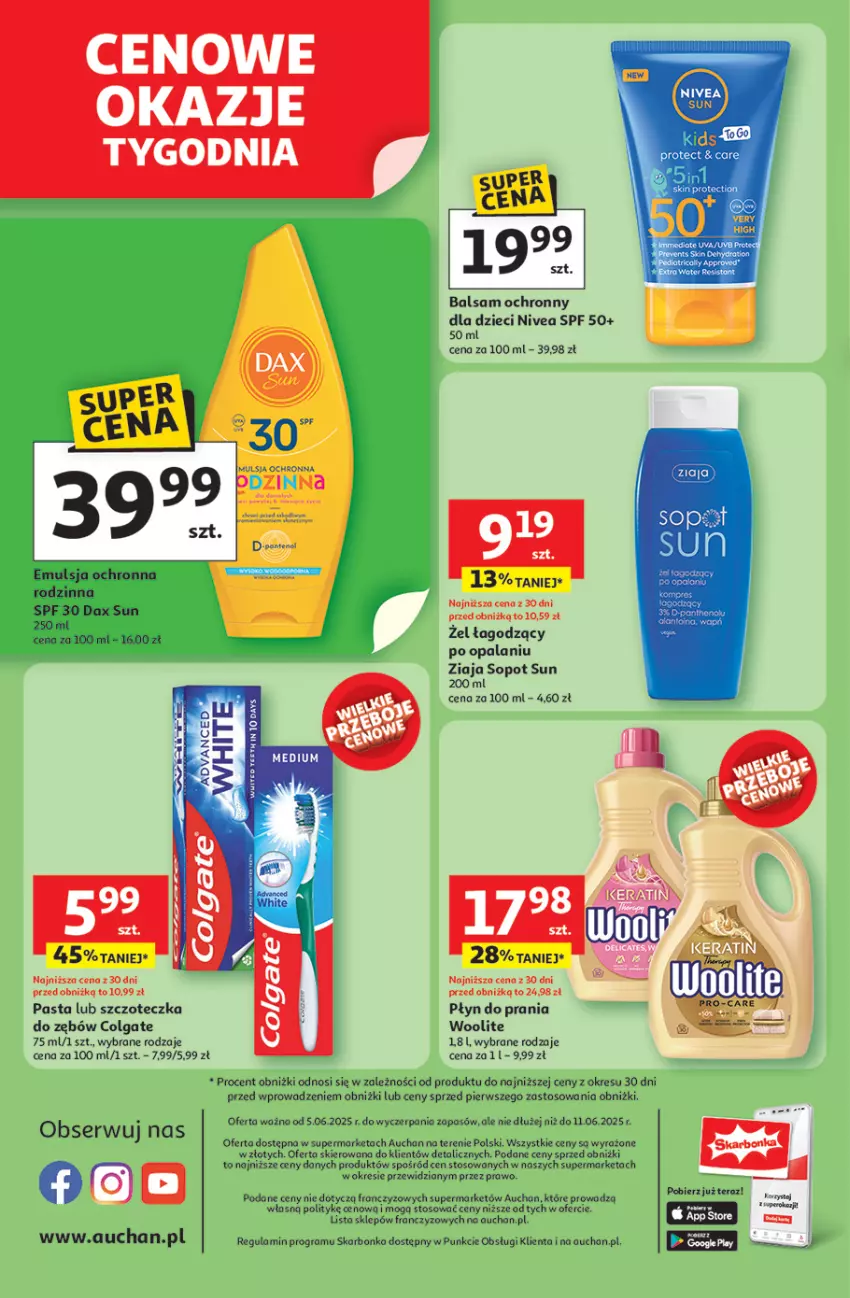 Gazetka promocyjna Auchan - LATO FIRST MINUTE Supermarket - ważna 05.06 do 11.06.2025 - strona 14 - produkty: Colgate, DAX, Dzieci, Emulsja, Fa, Gra, LG, Nivea, Płyn do prania, Ser, Szczoteczka, Szczoteczka do zębów, Tera, Ziaja