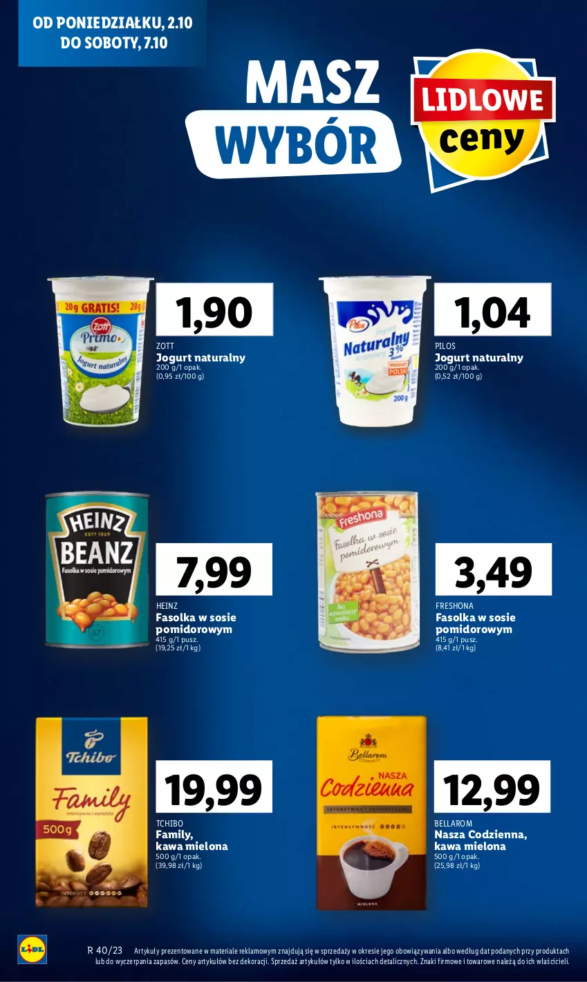 Gazetka promocyjna Lidl - GAZETKA - ważna 02.10 do 04.10.2023 - strona 14 - produkty: Bell, Bella, Fa, Heinz, Jogurt, Jogurt naturalny, Kawa, Kawa mielona, Pilos, Sos, Tchibo, Tchibo Family, Zott