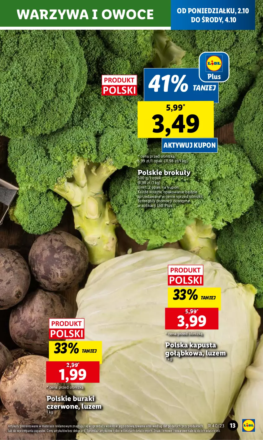 Gazetka promocyjna Lidl - GAZETKA - ważna 02.10 do 04.10.2023 - strona 19 - produkty: Brokuły, Buraki, Olej, Owoce, Warzywa, Warzywa i owoce