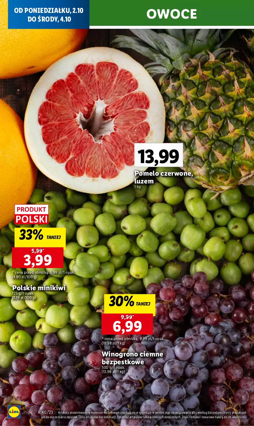 Gazetka promocyjna Lidl - GAZETKA - ważna 02.10 do 04.10.2023 - strona 20 - produkty: Kiwi, Minikiwi, Owoce, Pomelo, Wino