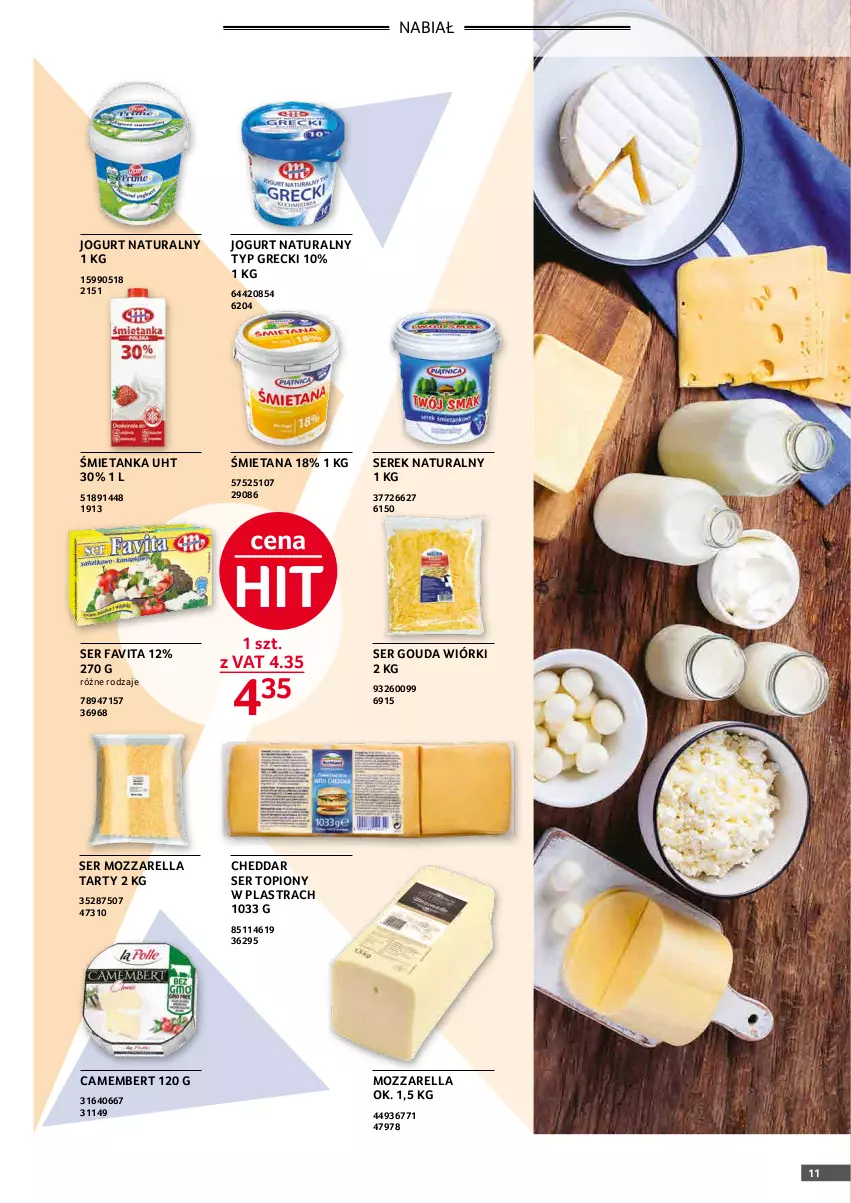 Gazetka promocyjna Selgros - Oferta gastronomiczna - ważna 01.02 do 28.02.2022 - strona 11 - produkty: Camembert, Cheddar, Fa, Favita, Gouda, Jogurt, Jogurt naturalny, Mozzarella, Ser, Ser topiony, Serek, Serek naturalny, Top