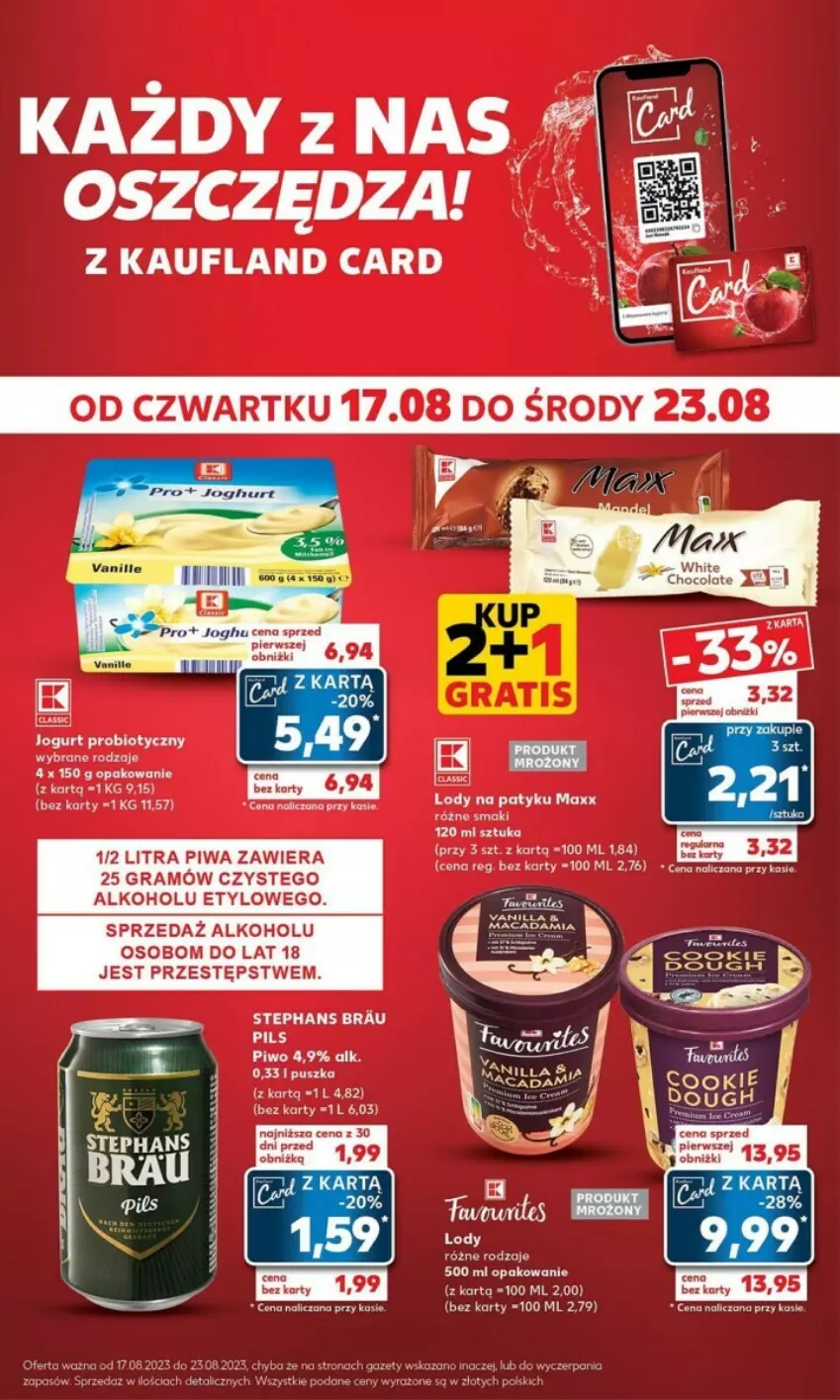 Gazetka promocyjna Kaufland - ważna 21.08 do 27.08.2023 - strona 16 - produkty: Gra, Jogurt, Lody, Piwa, Piwo, Sezam