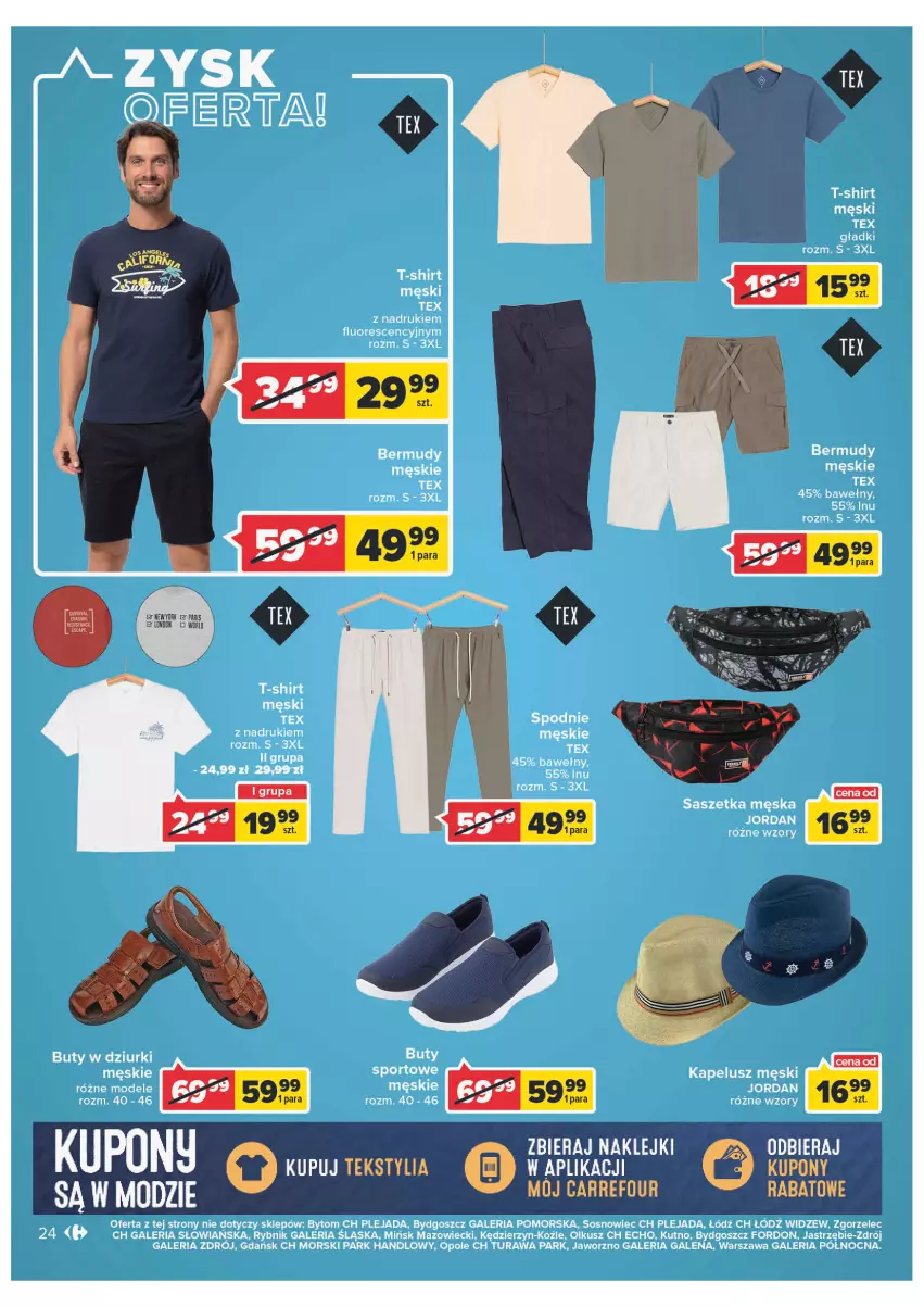 Gazetka promocyjna Carrefour - Gazetka Carrefour ZyskOferty - ważna 23.05 do 28.05.2022 - strona 24 - produkty: Bermudy, Buty, Fa, Sos, T-shirt