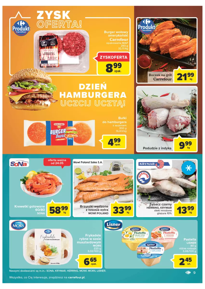 Gazetka promocyjna Carrefour - Gazetka Carrefour ZyskOferty - ważna 23.05 do 28.05.2022 - strona 9 - produkty: Boczek, Burger, Glazura, Grill, Lazur, Mus, Sos, Stek