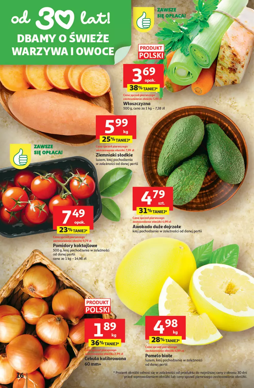 Gazetka promocyjna Auchan - 30 Lat Hipermarket - ważna 08.01 do 14.01.2026 - strona 16 - produkty: Fa, Pomelo, Pomidory, Ziemniaki