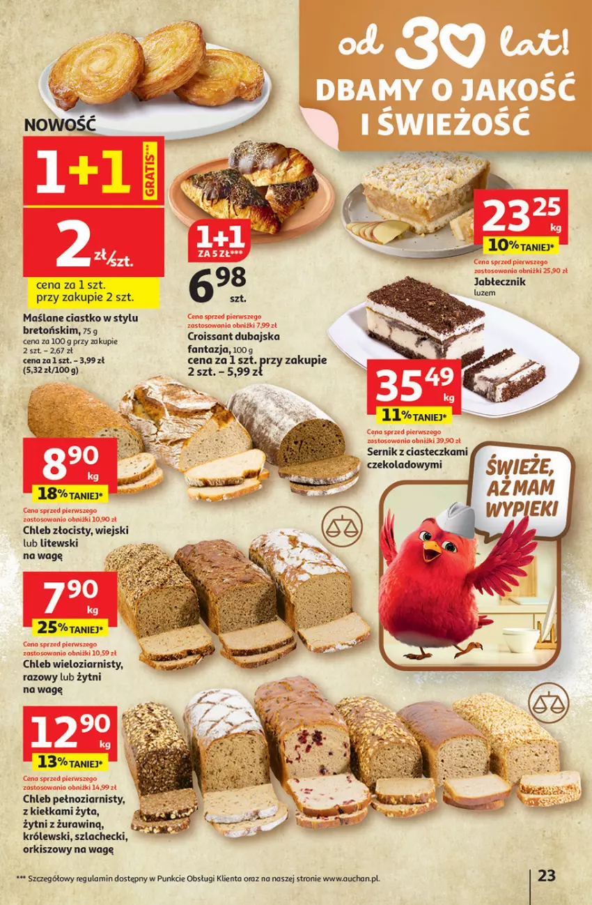 Gazetka promocyjna Auchan - 30 Lat Hipermarket - ważna 08.01 do 14.01.2026 - strona 23 - produkty: Chleb, Chleb wieloziarnisty, Croissant, Fa, Fanta, Królewski, Ser