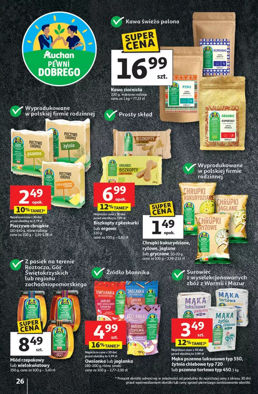 Gazetka promocyjna Auchan - 30 Lat Hipermarket - ważna 08.01 do 14.01.2026 - strona 26 - produkty: Chleb, Fa, Jaglanka, Kawa, Kawa ziarnista, Mąka, Mąka pszenna, Miód, Owsianka, Por