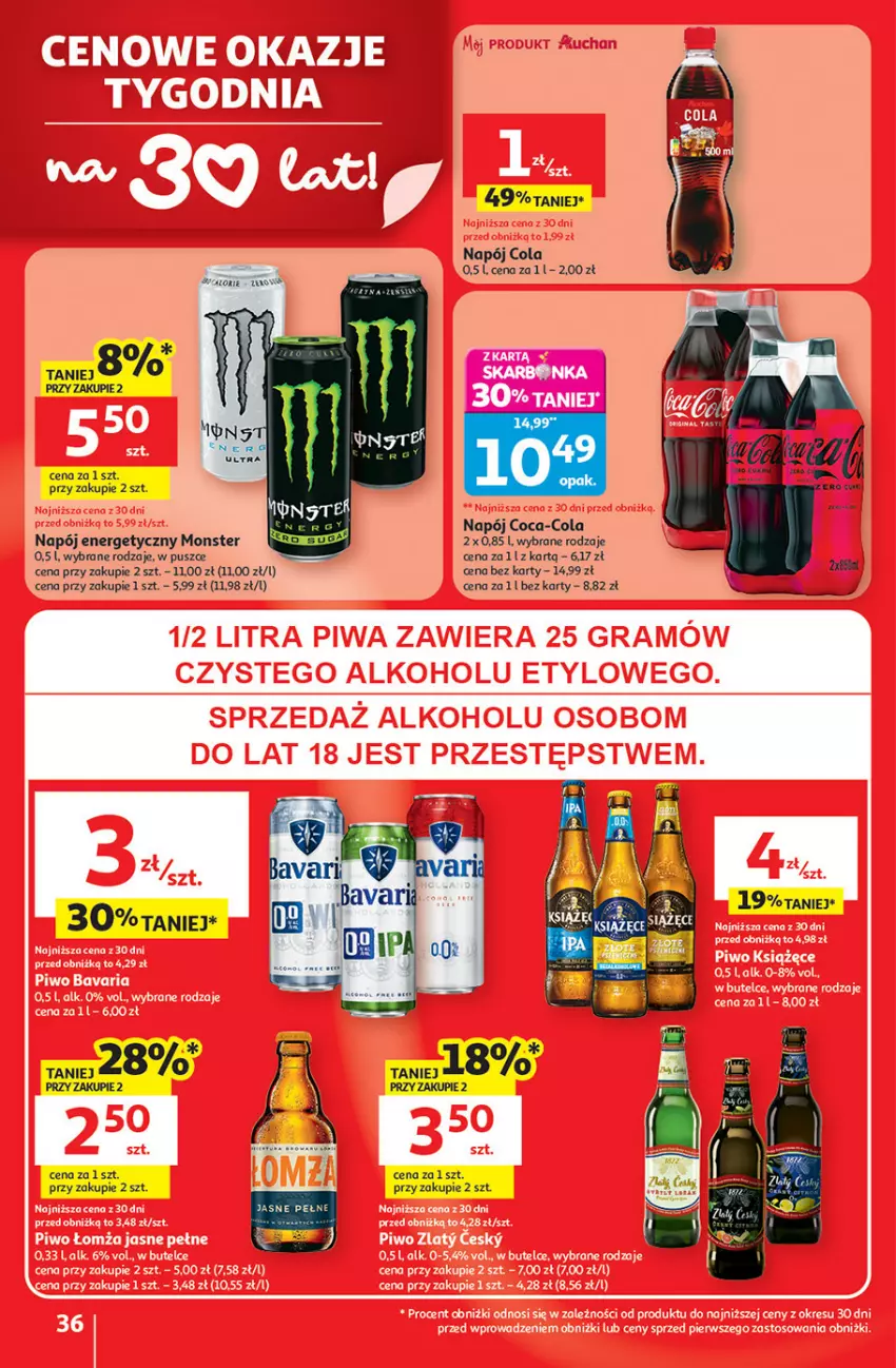 Gazetka promocyjna Auchan - 30 Lat Hipermarket - ważna 08.01 do 14.01.2026 - strona 36 - produkty: Coca-Cola, Książęce, Napój, Napój energetyczny