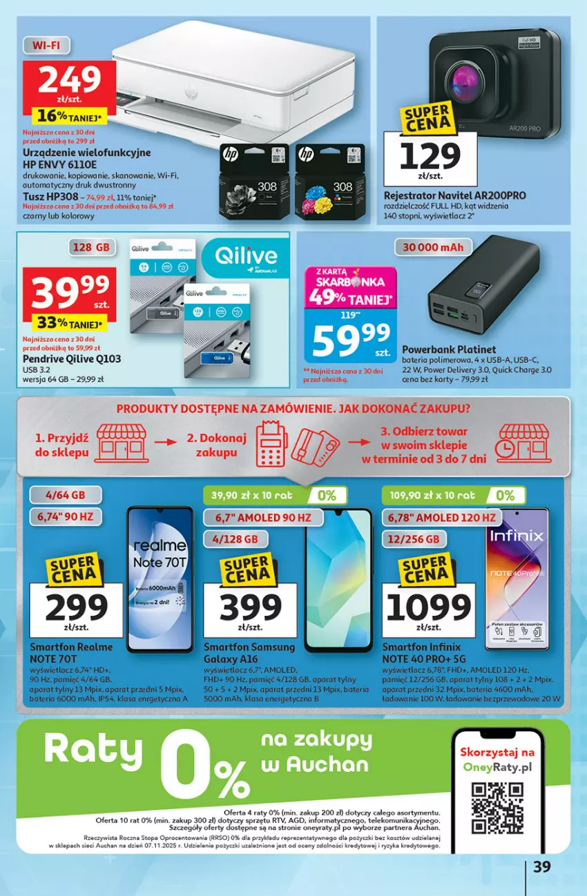Gazetka promocyjna Auchan - 30 Lat Hipermarket - ważna 08.01 do 14.01.2026 - strona 39 - produkty: Amol, Bateria, HP, Kosz, Navitel, Pendrive, PLATINET, Powerbank, Samsung, Smartfon, Top, Tusz, Urządzenie wielofunkcyjne