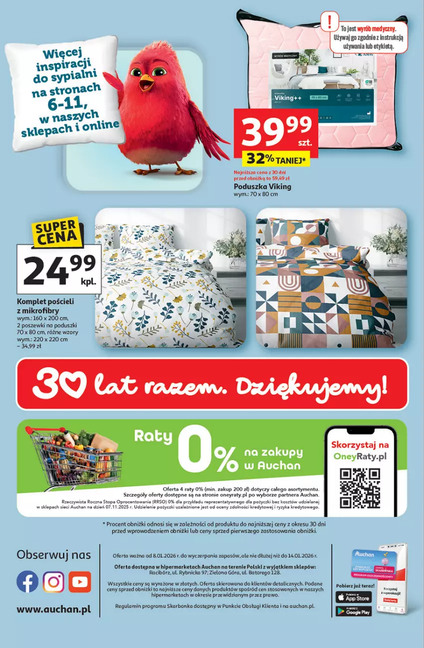 Gazetka promocyjna Auchan - 30 Lat Hipermarket - ważna 08.01 do 14.01.2026 - strona 45 - produkty: Gra, Komplet pościeli, LEGO, Poduszka, Pościel, Ser, Tera, Top