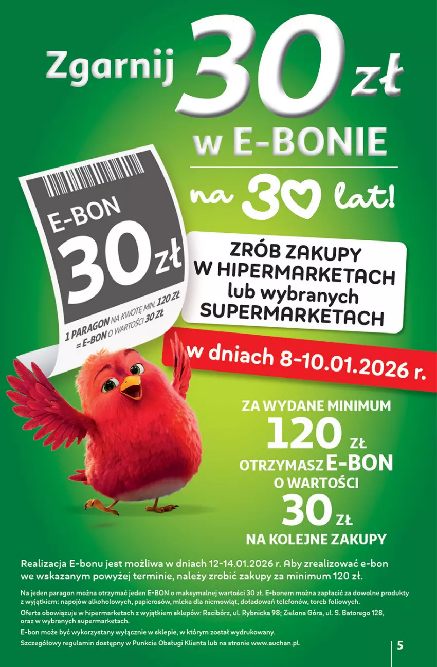 Gazetka promocyjna Auchan - 30 Lat Hipermarket - ważna 08.01 do 14.01.2026 - strona 5 - produkty: Olej, Papier, Telefon