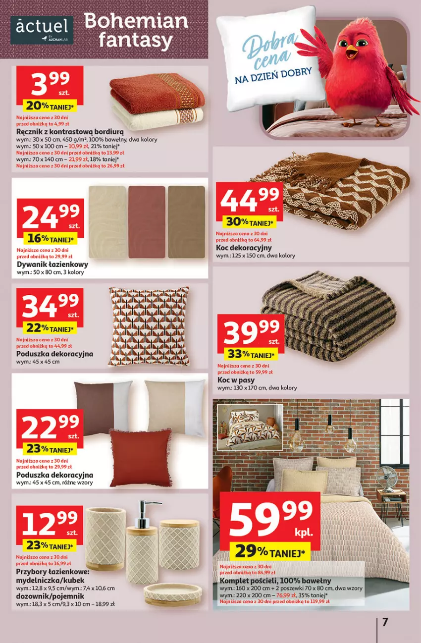Gazetka promocyjna Auchan - 30 Lat Hipermarket - ważna 08.01 do 14.01.2026 - strona 7 - produkty: Dozownik, Dywan, Dywanik, Dywanik łazienkowy, Inka, Koc, Komplet pościeli, Kubek, Mydelniczka, Poduszka, Poduszka dekoracyjna, Pojemnik, Pościel, Ręcznik