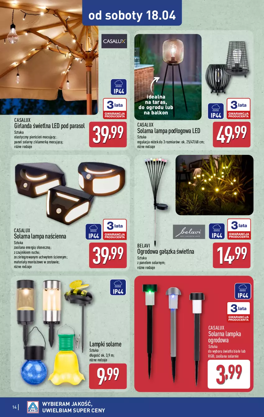 Gazetka promocyjna Aldi - Artykuły przemysłowe i tekstylia - ważna 15.04 do 18.04.2026 - strona 14 - produkty: Cień, Girlanda, Lampa, Lampa podłogowa, LANA, Parasol, Silan