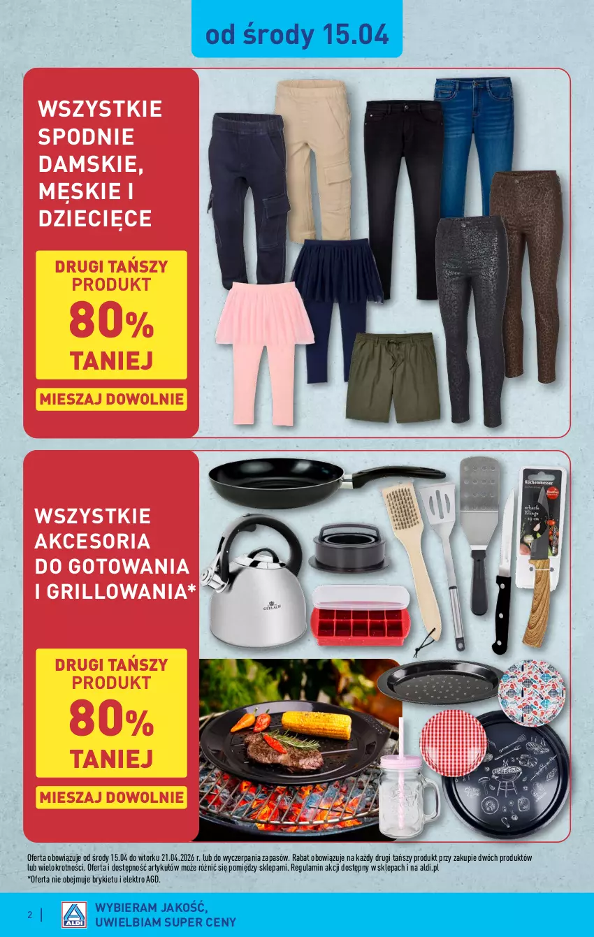 Gazetka promocyjna Aldi - Artykuły przemysłowe i tekstylia - ważna 15.04 do 18.04.2026 - strona 2 - produkty: Dzieci, Grill, Spodnie