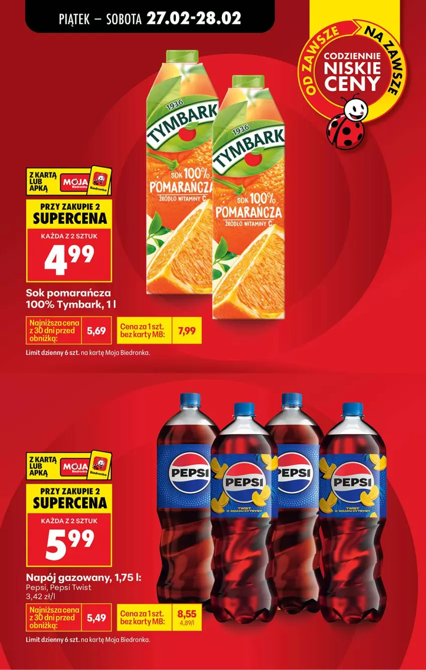 Gazetka promocyjna Biedronka - Tani Weekend - ważna 27.02 do 28.02.2026 - strona 12 - produkty: Napój, Napój gazowany, Pepsi, Sok, Tymbark