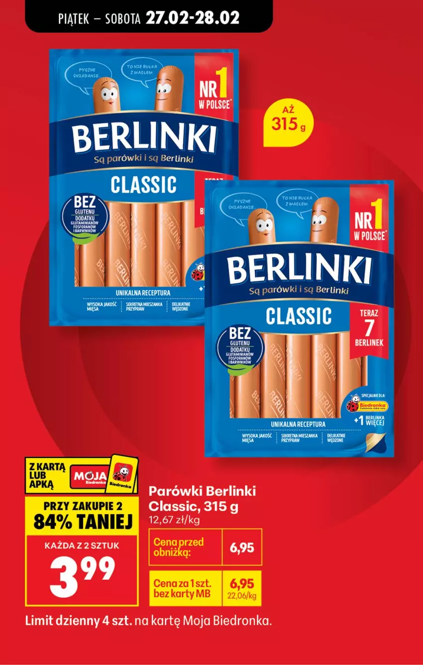 Gazetka promocyjna Biedronka - Tani Weekend - ważna 27.02 do 28.02.2026 - strona 7 - produkty: Berlinki, Parówki