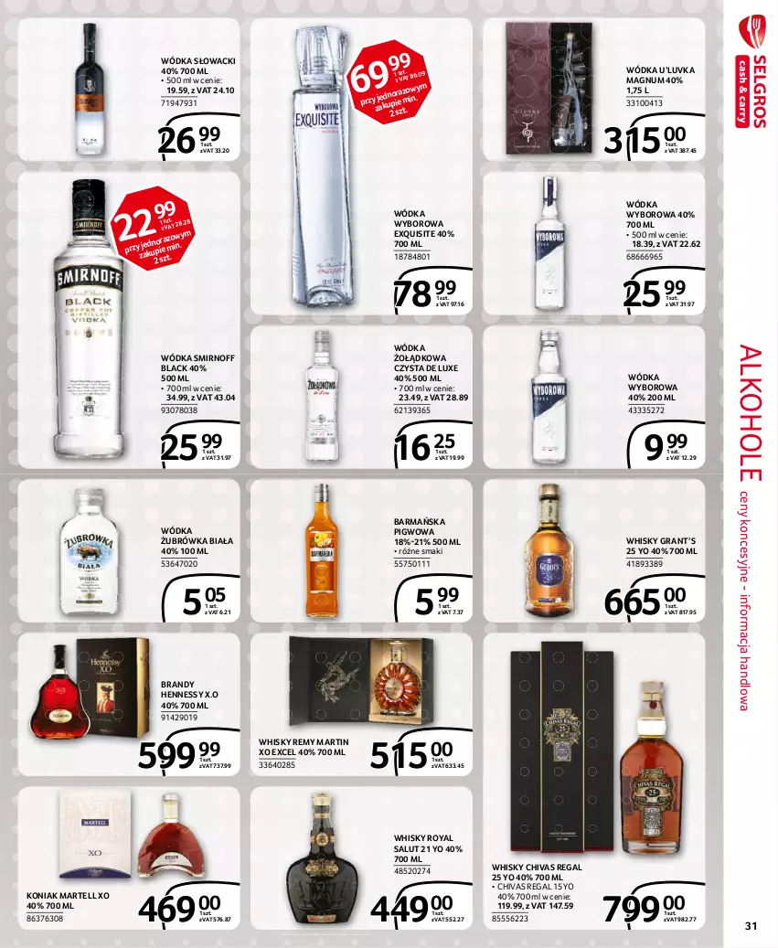 Gazetka promocyjna Selgros - Extra Oferta - ważna 01.03 do 31.03.2021 - strona 31 - produkty: Alkohole, Brandy, Exquisite, Gra, Lack, Whisky, Wódka, Wyborowa