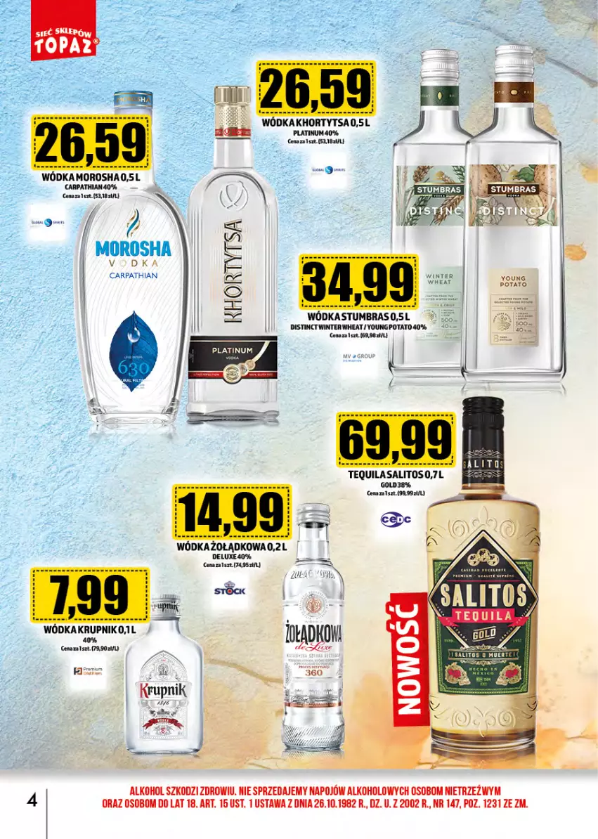 Gazetka promocyjna Topaz - Gazetka - ważna 01.10 do 31.10.2024 - strona 4 - produkty: Krupnik, Stek, Tequila, Wódka