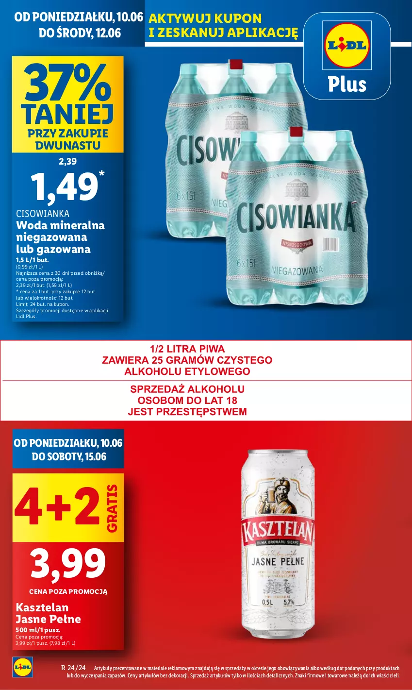 Gazetka promocyjna Lidl - GAZETKA - ważna 10.06 do 12.06.2024 - strona 10 - produkty: Cisowianka, Gra, Kasztelan, Woda, Woda mineralna
